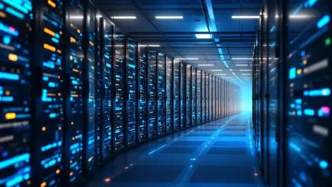 Realistic modern data center servers gpu hardware ai technology integration