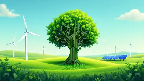 Green tree circuit lines environmental sustainability technology australia