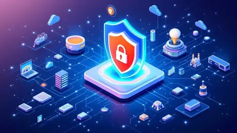 Interconnected smart devices industrial machinery digital shield robust security iot