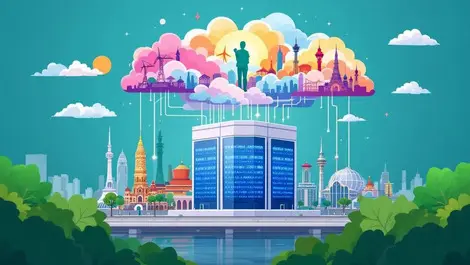 Modern data center bangkok renewable energy clouds southeast asia landmarks