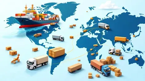 Cargo ship trucks na to east asia low cost global logistics