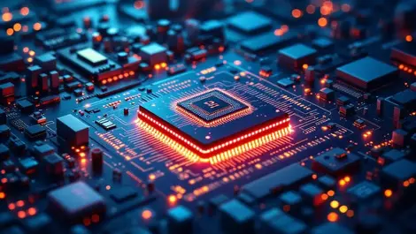 Semiconductor wafer fab glowing microchip cleanroom memory deal growth