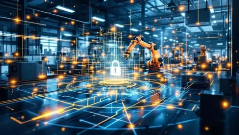 Industrial ot security network glowing protected zones factory