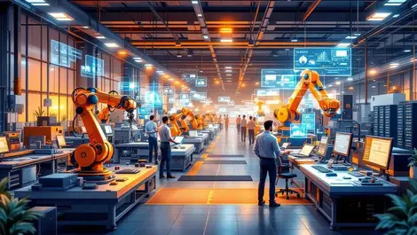 Modern indian factory ai automation engineers control panels cloud